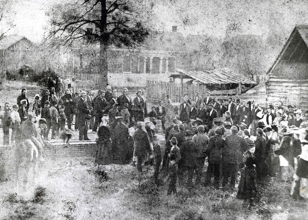 Corner Stone laying services historical photo of Friedens UCC in Troy, IL